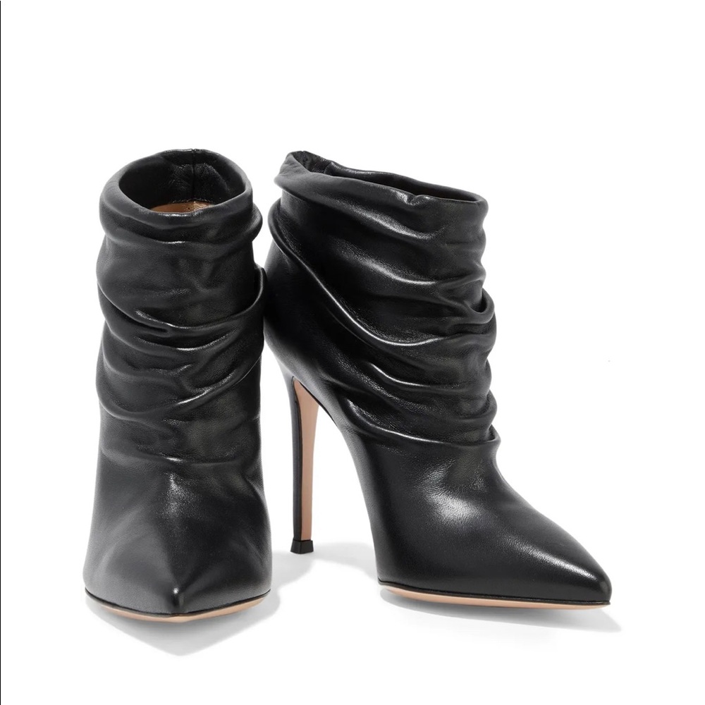 Gianvito Rossi Cyril Ruched Leather Ankle Boots BRAND NEW
